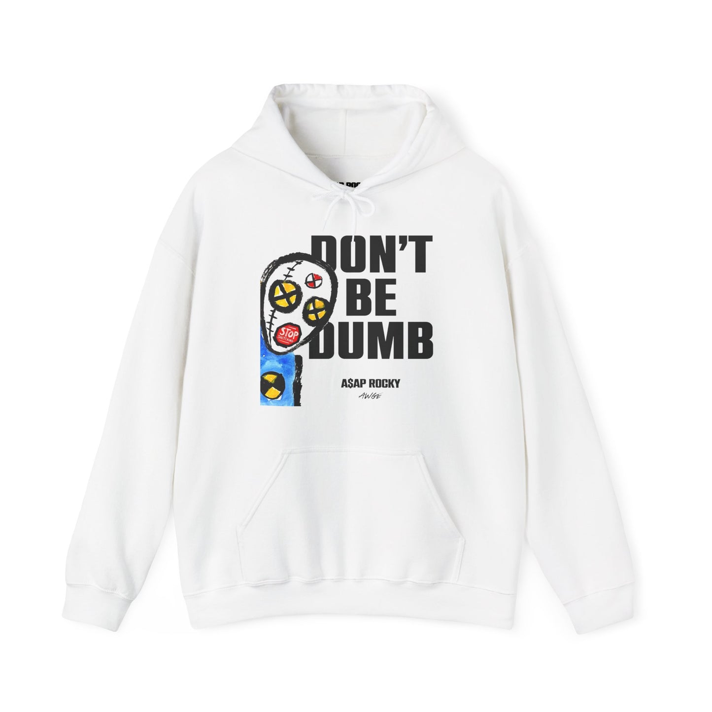 ASAP ROCKY MERCH -  DON'T BE DUMB ALBUM COVER WHITE HOODIE