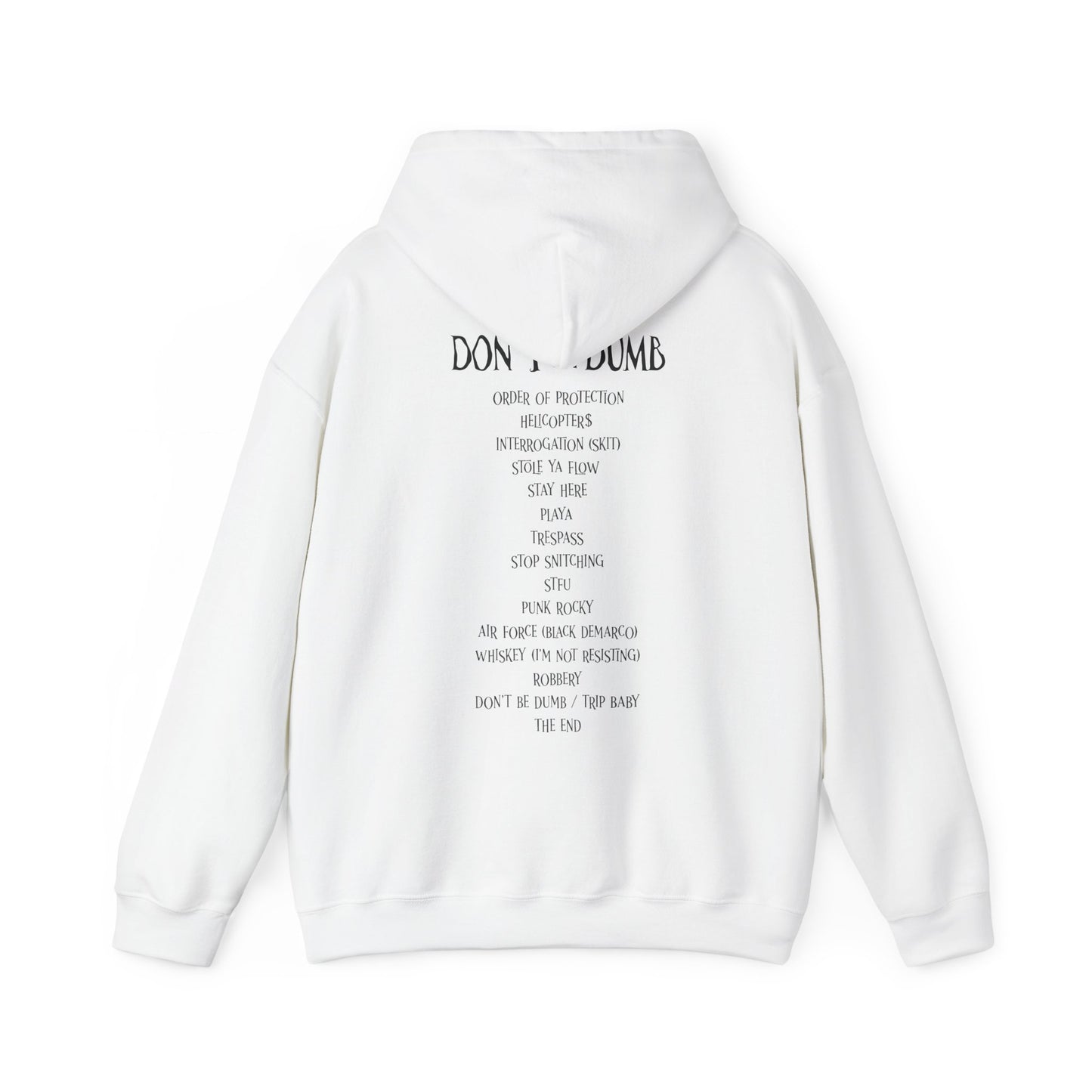 ASAP ROCKY MERCH -  DON'T BE DUMB ALBUM COVER WHITE HOODIE